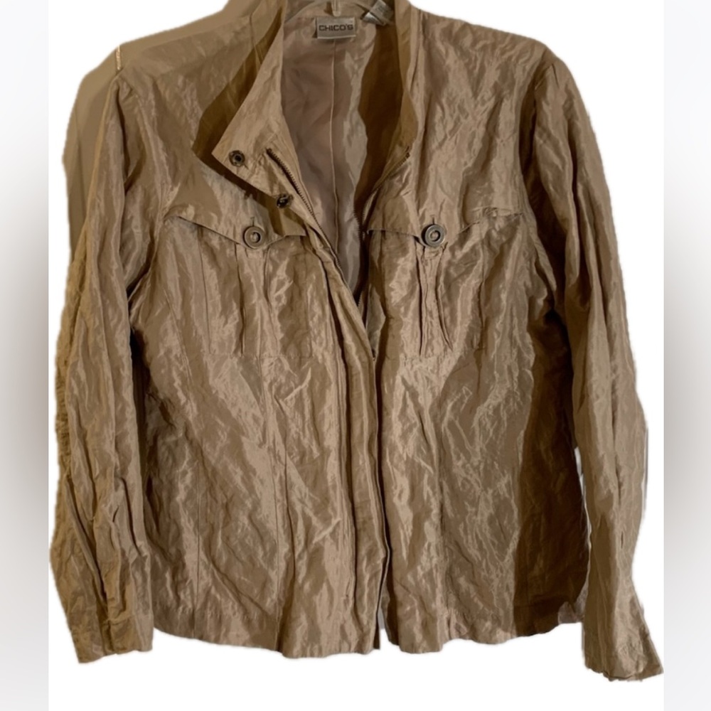 Chicos silk metallic jacket women’s size 12